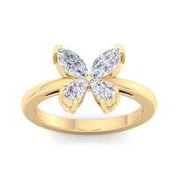 Marquise & Pear Diamond Butterfly Ring in Solid Gold | Nature Inspired Statement Ring for Women