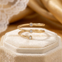 Triple Bezel Set Round Diamond Spiral Wrap Ring for Women 925 Sterling Silver