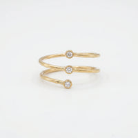 Triple Bezel Set Round Diamond Spiral Wrap Ring for Women 925 Sterling Silver