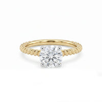 Twisted Rope Band Round Cut Solitaire Ring in 925 Sterling Silver