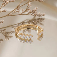 925 Sterling Silver Open Cluster Diamond Ring for Women – Round Brilliant Accent Design