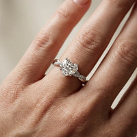 Twisted Side Stone Heart Diamond Engagement & Wedding Ring