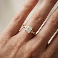 Twisted Side Stone Radiant Diamond Engagement & Wedding Ring