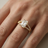 Emerald Diamond Engagement & Wedding Ring