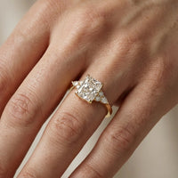 Amelia Three Stone Radiant Diamond Engagement & Wedding Ring