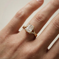 Veronica Twist Side Stone Radiant Diamond Engagement & Wedding Ring