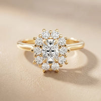 Halo Glow Cushion Diamond Engagement & Wedding Ring