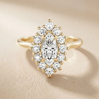 Halo Glow Marquise Diamond Engagement & Wedding Ring
