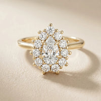 Halo Glow Pear Diamond Engagement & Wedding Ring