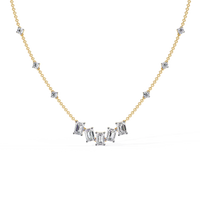 Celestial Baguette & Round Diamond Station Necklace