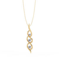 Elegant Triple Diamond Infinity Twist Pendant Necklace with Gold Chain