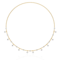 Dainty Diamond Station Chain Necklace in Gold
