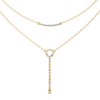 Celestial Double-Layer Diamond Lariat Necklace