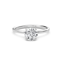 Round Cut Diamond Solitaire Engagement Ring | Solid Yellow, Rose, White Gold | Classic Four-Prong Setting | Gift for Her