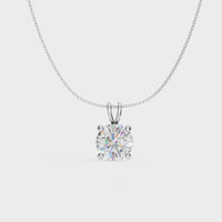 Classic Round Solitaire Diamond Pendant Necklace in 925 Sterling Silver