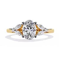 Luxury Oval Diamond Gold Ring with Marquise Side Diamonds