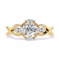 Elegant Infinity-Inspired Round Diamond Gold Ring – Intricate Diamond Accent Engagement Ring