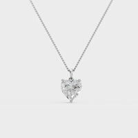 Classic Heart Solitaire Diamond Pendant Necklace in 925 Sterling Silver