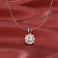 Classic Round Solitaire Diamond Pendant Necklace in 925 Sterling Silver
