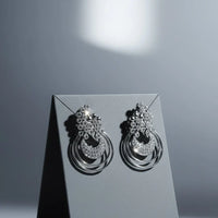 Floral Halo Drop Earrings with Cubic Zirconia Accents Made With Pure 925 Silver