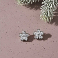 Enchanted Blossom Diamond Flower Stud Earrings Made With Pure 925 Silver