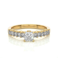 Princess Cut Diamond Half Eternity Ring | Solid Yellow Gold | Shared Prong Diamond Wedding Band | Anniversary Ring | Gift for Her