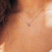 Rosa — Rose Gold Open Rose Pendant Necklace