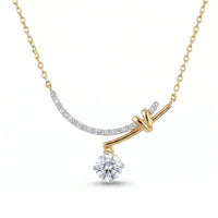 Round Solitaire Diamond Drop Pendant Necklace 925 Sterling Silver