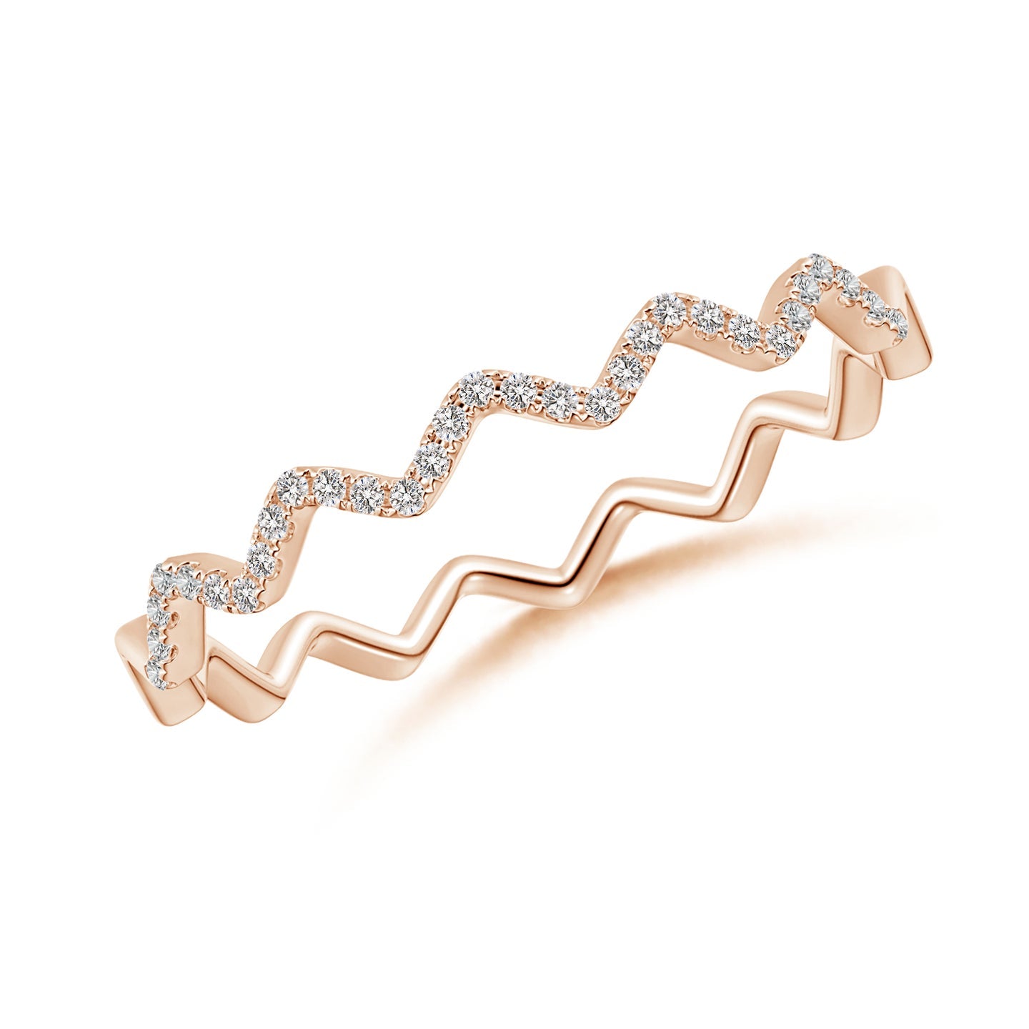 Double Zigzag Pave Diamond Eternity Engagement & Wedding Band