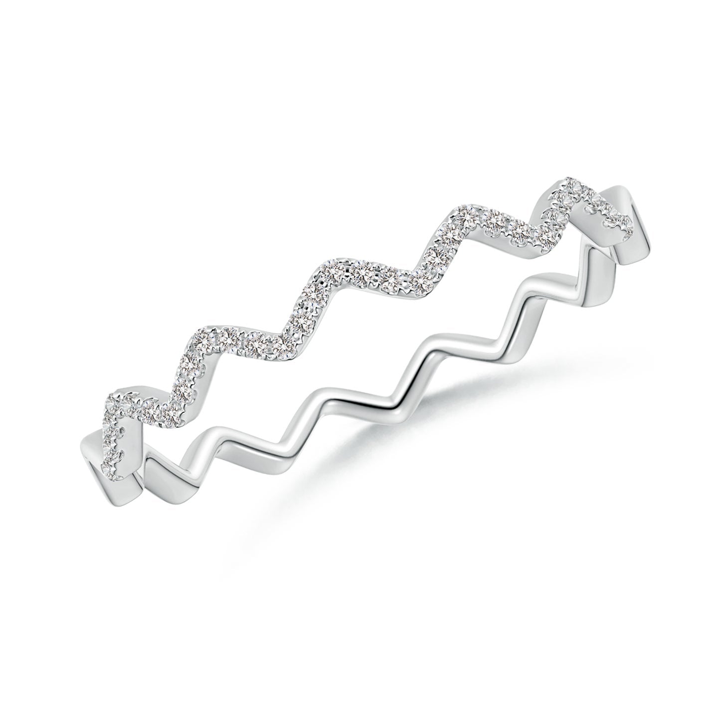 Double Zigzag Pave Diamond Eternity Engagement & Wedding Band