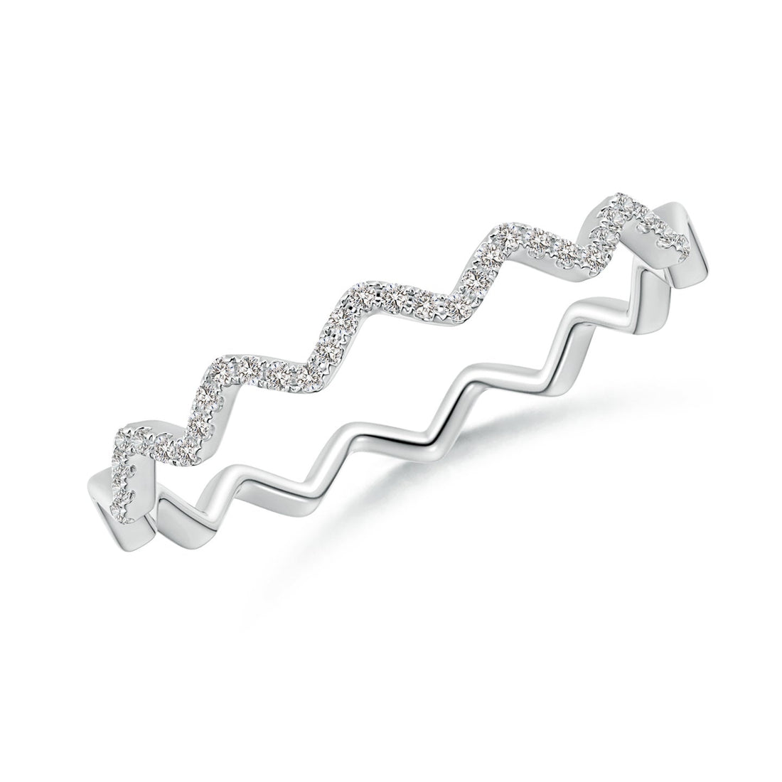 Double Zigzag Pave Diamond Eternity Engagement & Wedding Band