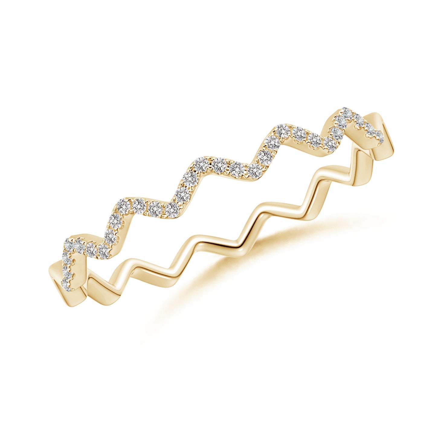 Double Zigzag Pave Diamond Eternity Engagement & Wedding Band