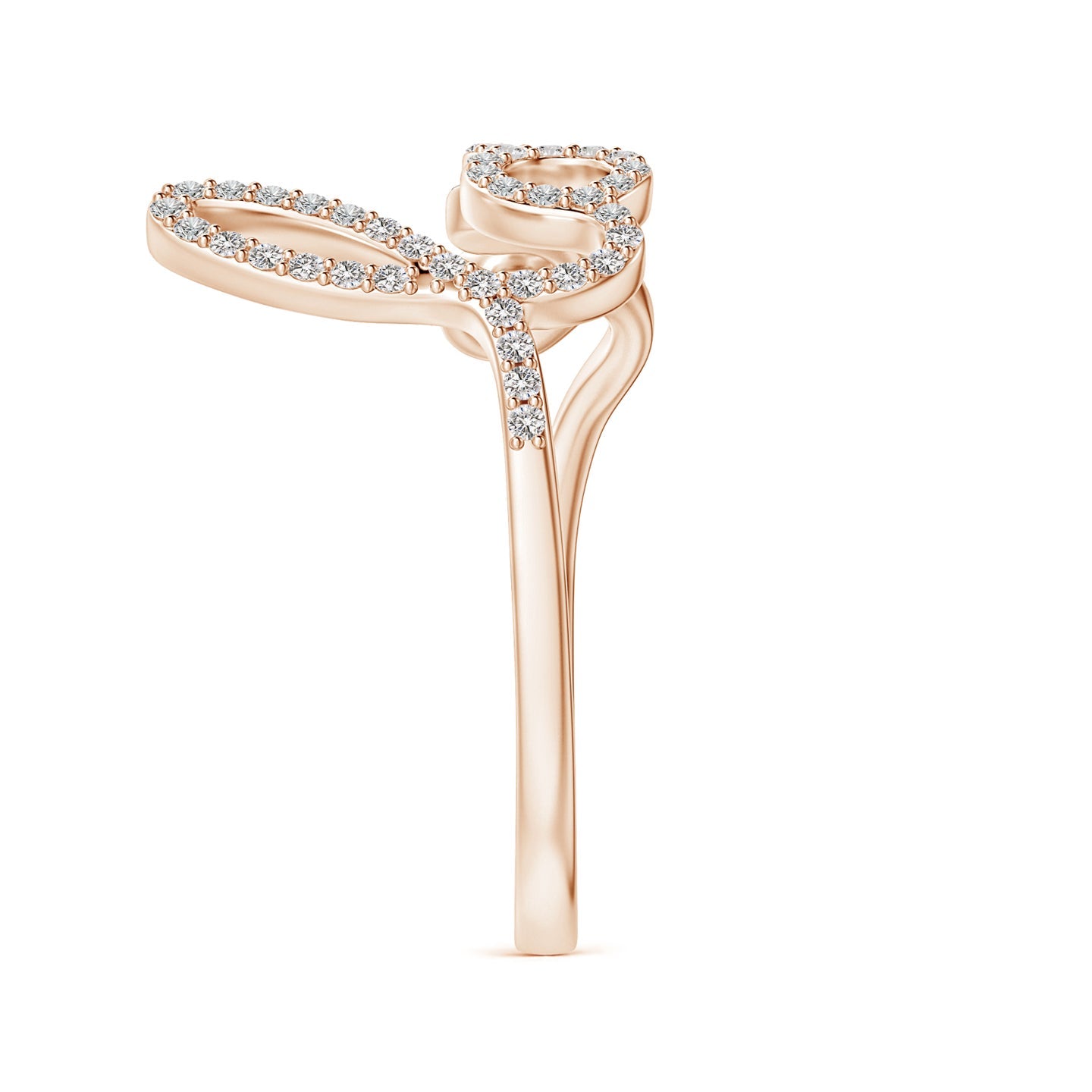 Prong-Set Round Diamond Cursive “Love” Ring