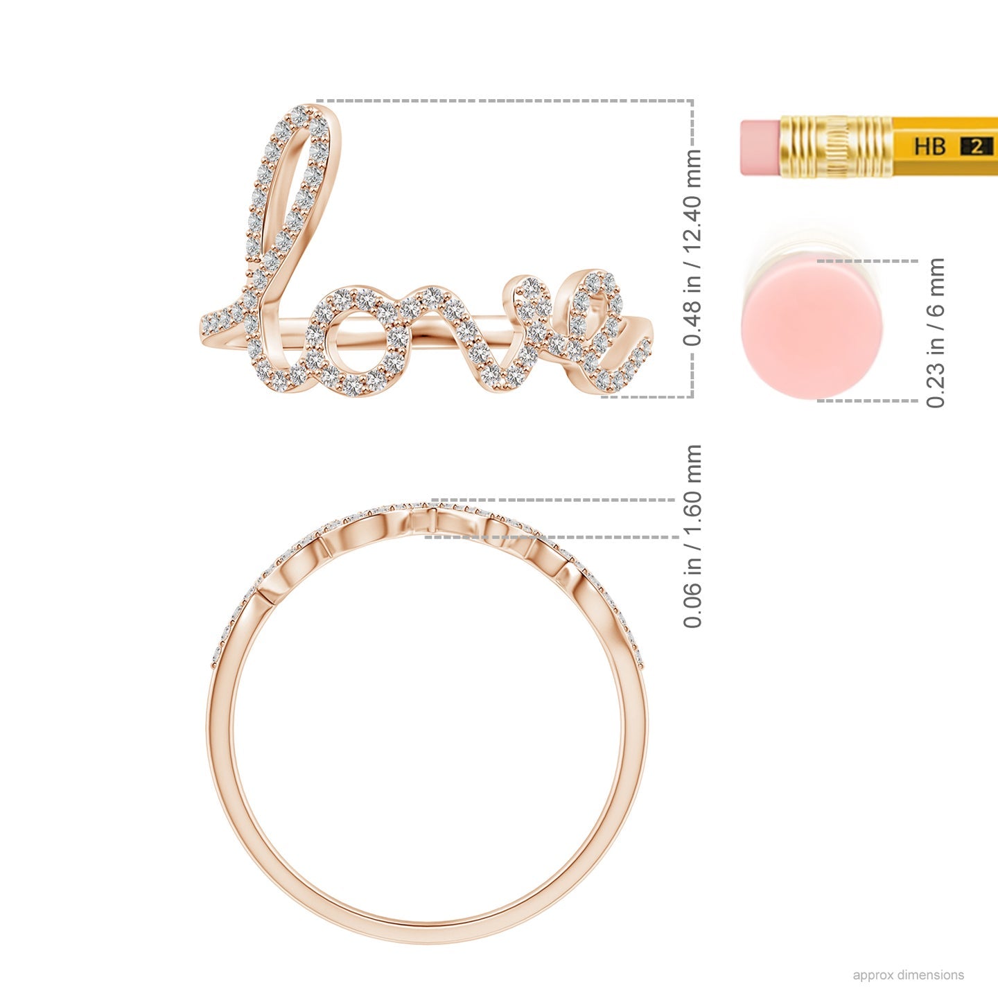 Prong-Set Round Diamond Cursive “Love” Ring