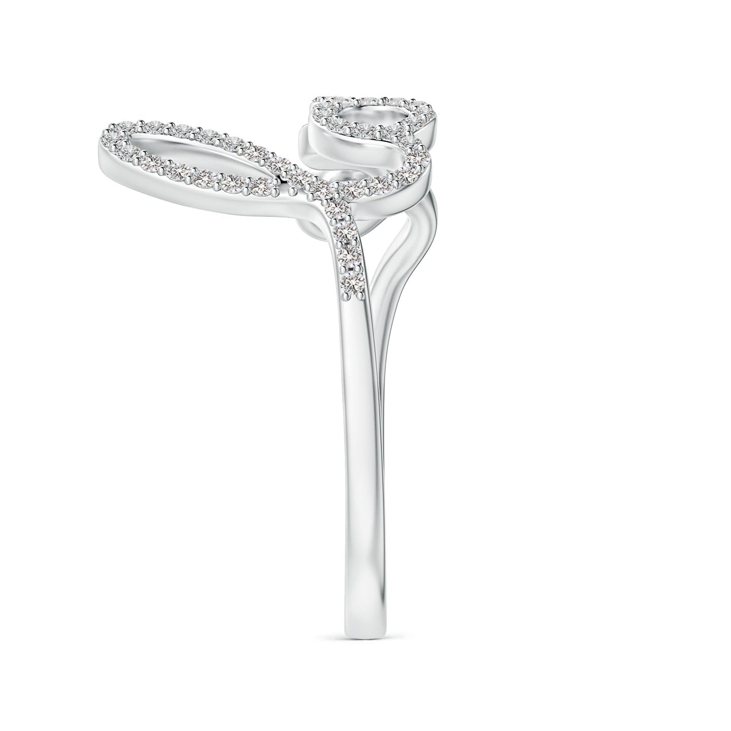 Prong-Set Round Diamond Cursive “Love” Ring