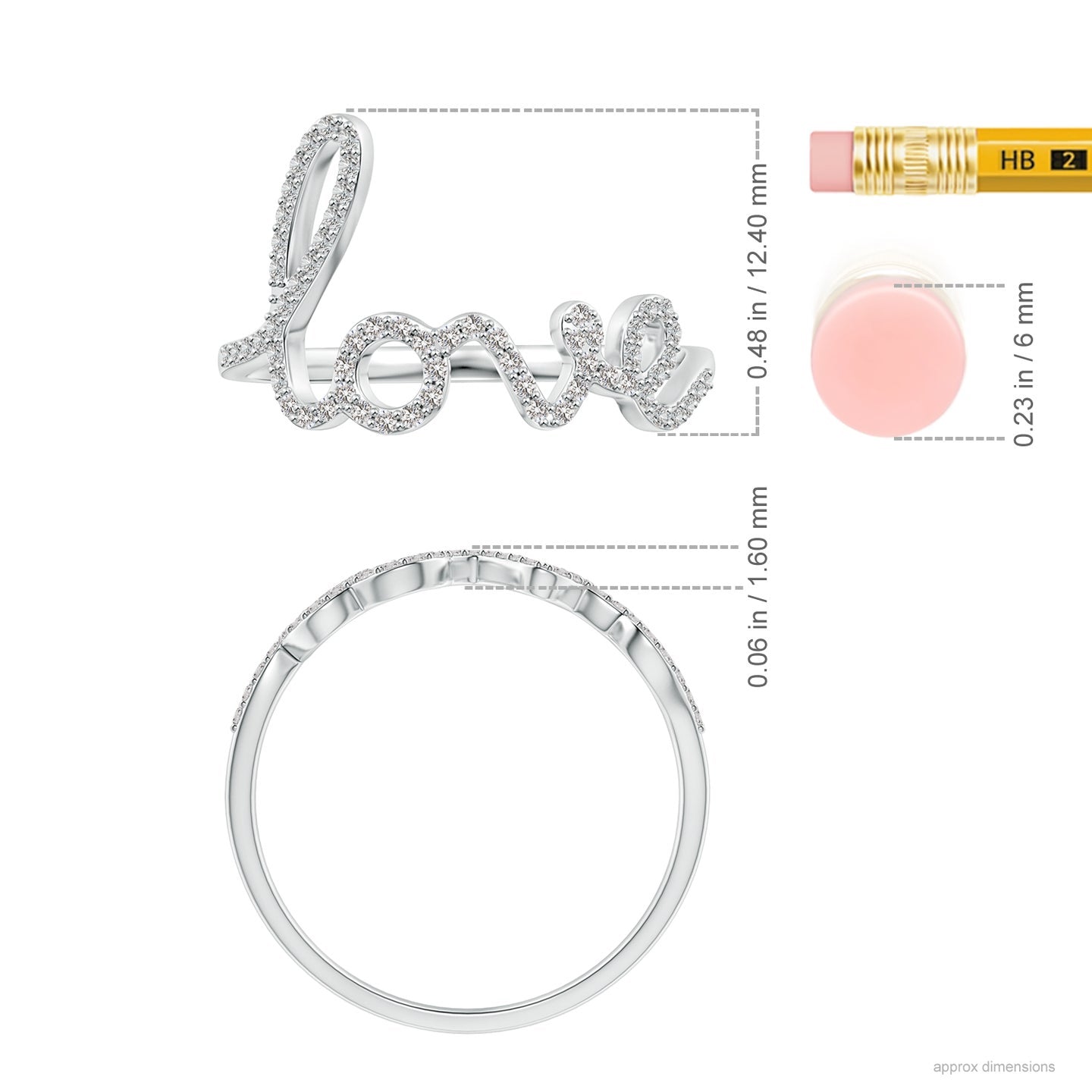 Prong-Set Round Diamond Cursive “Love” Ring