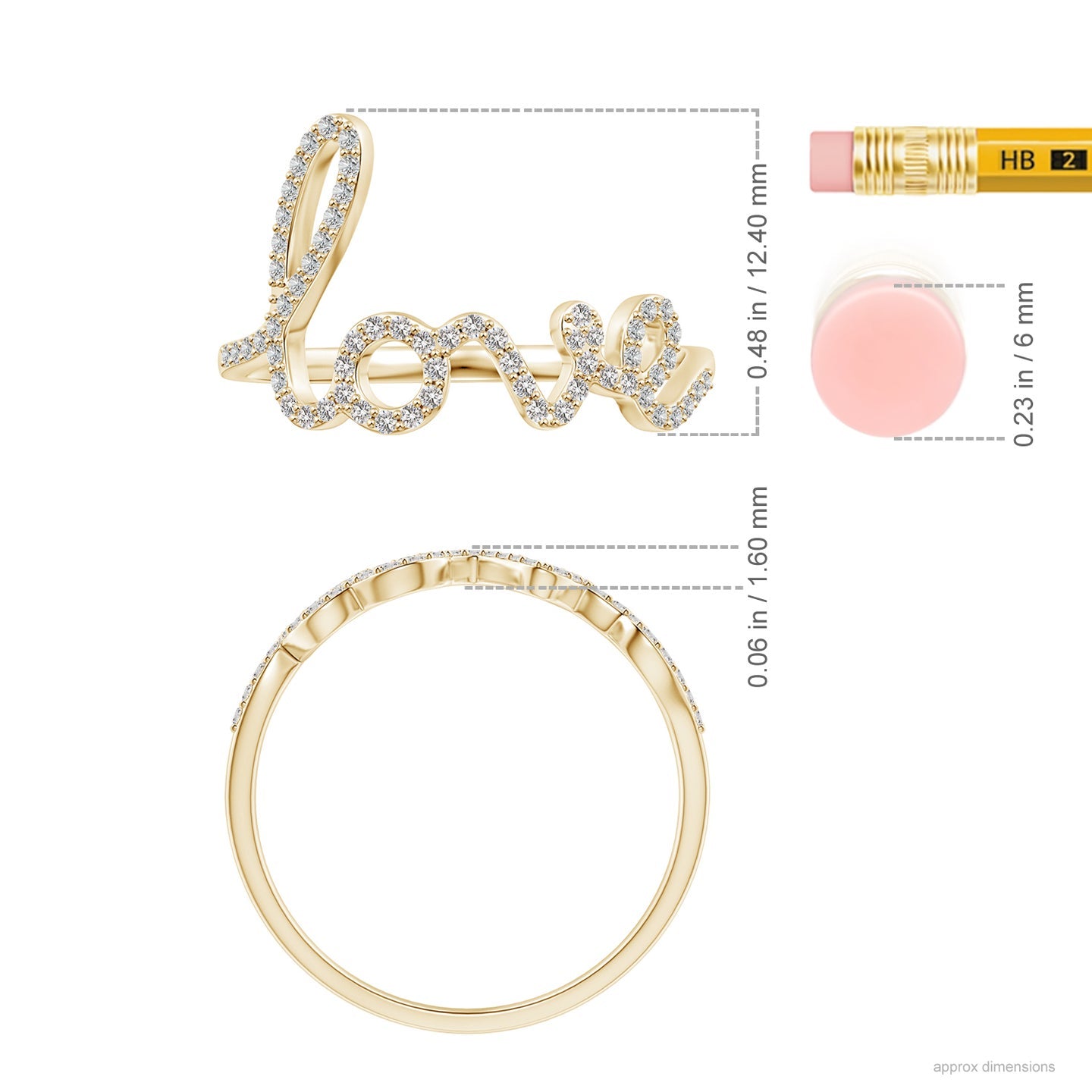 Prong-Set Round Diamond Cursive “Love” Ring