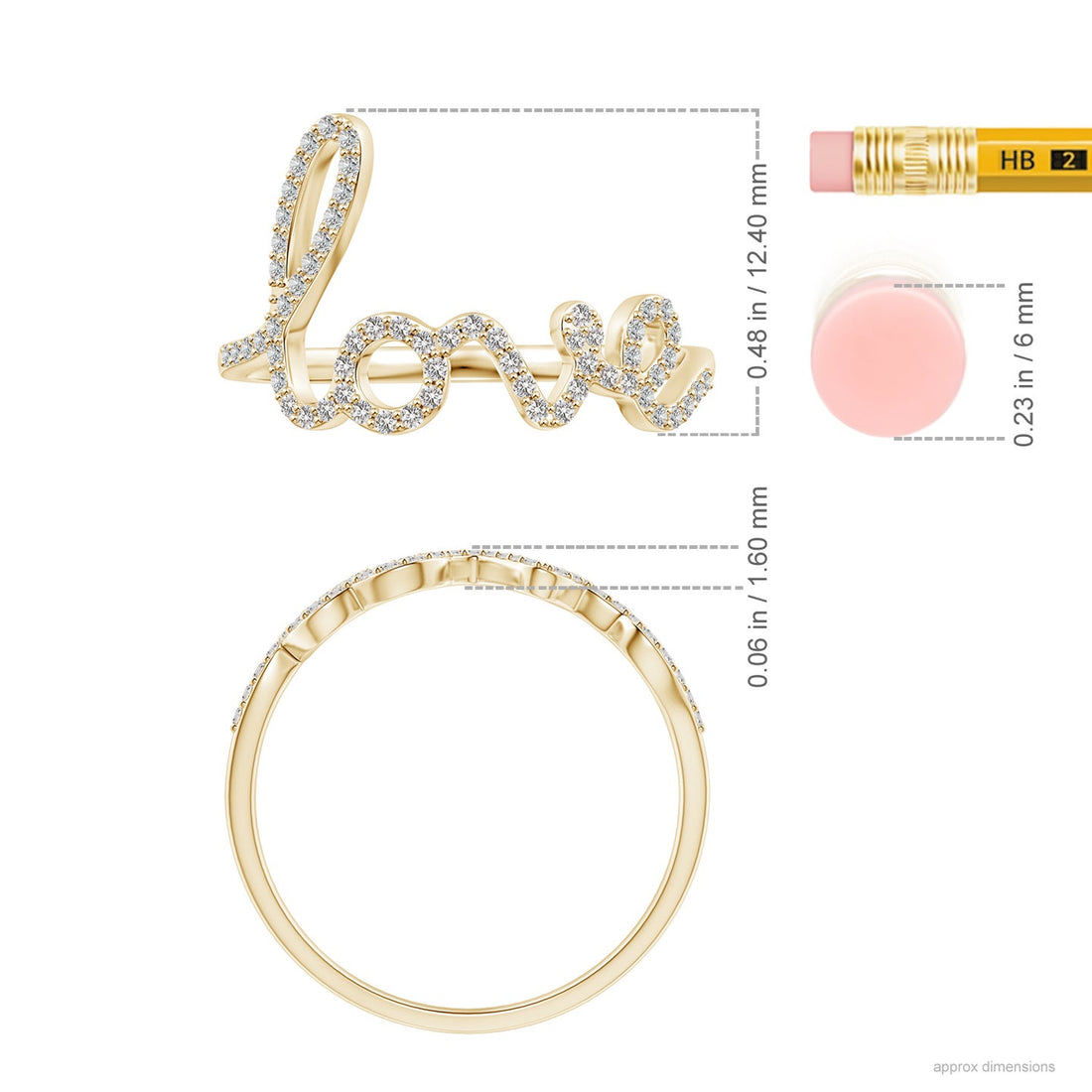 Prong-Set Round Diamond Cursive “Love” Ring