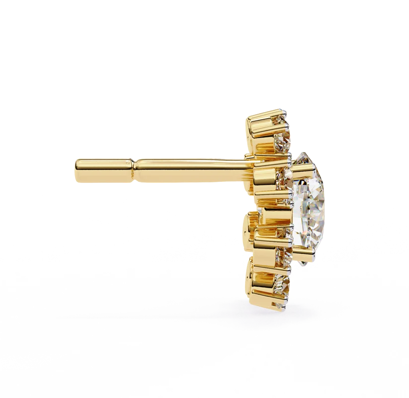 Radiant Diamond Burst Cluster Stud Earrings in Gold