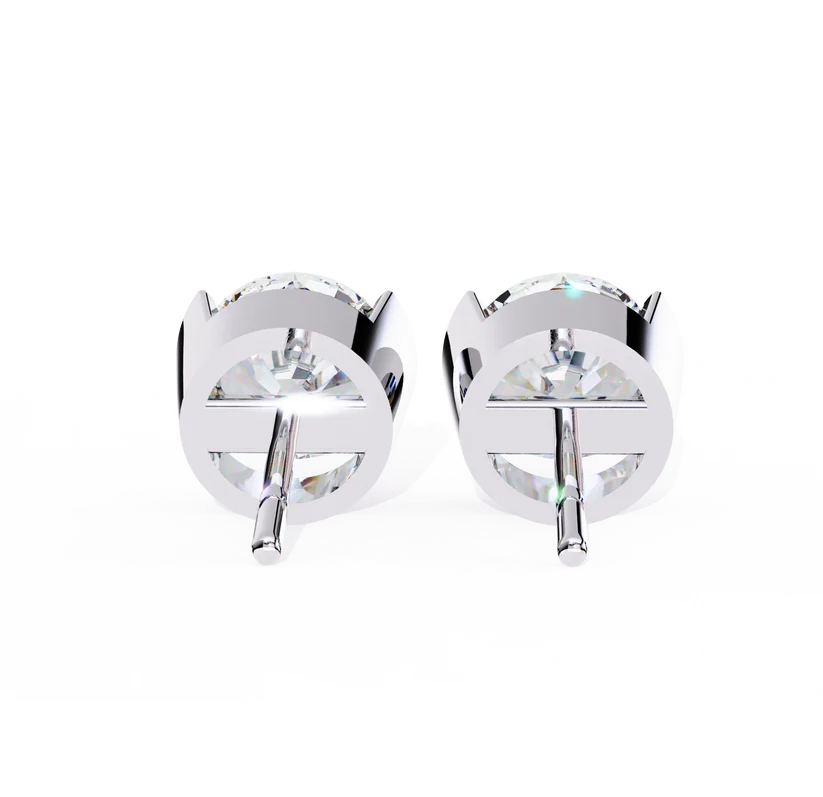 Aurelia Round Brilliant-Cut Diamond Bezel Stud Earrings ✨