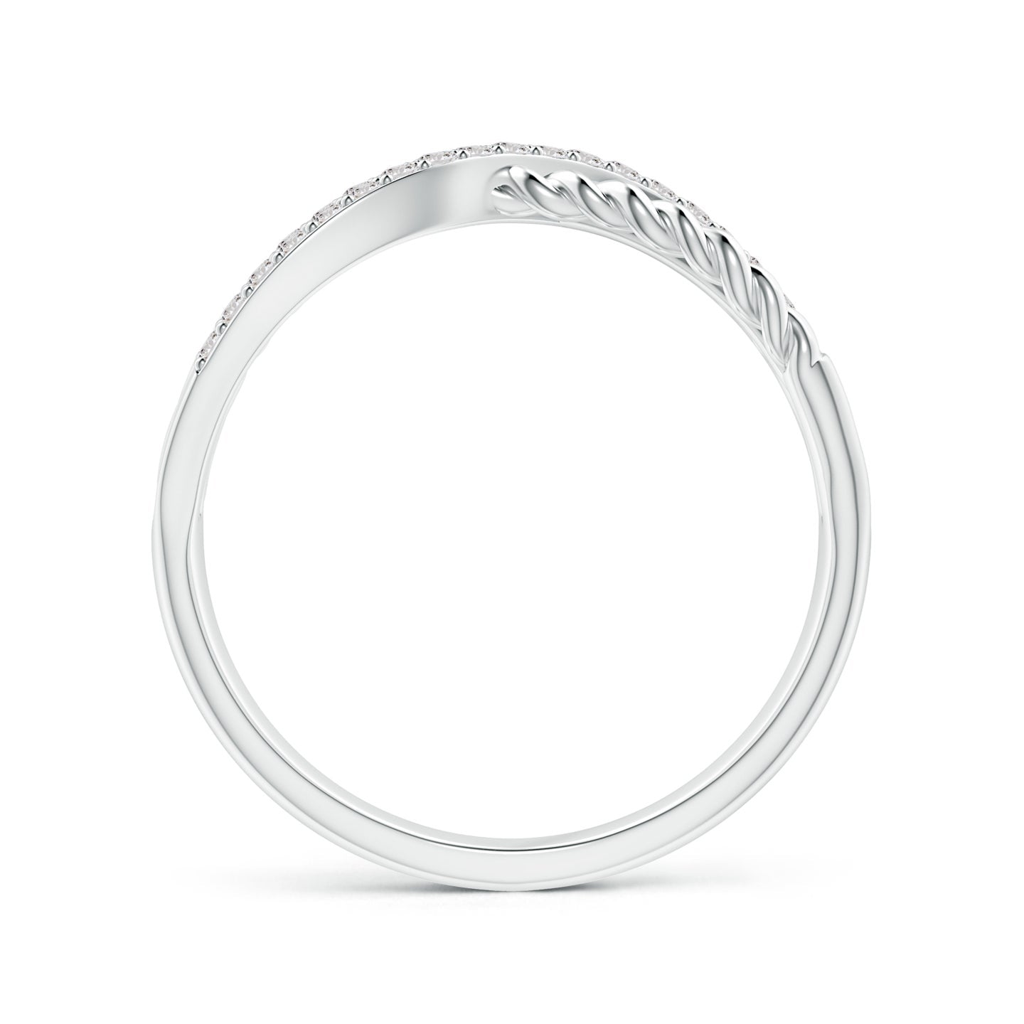 Entwined Rope &amp; Pavé Diamond Multi-Band Crossover Ring