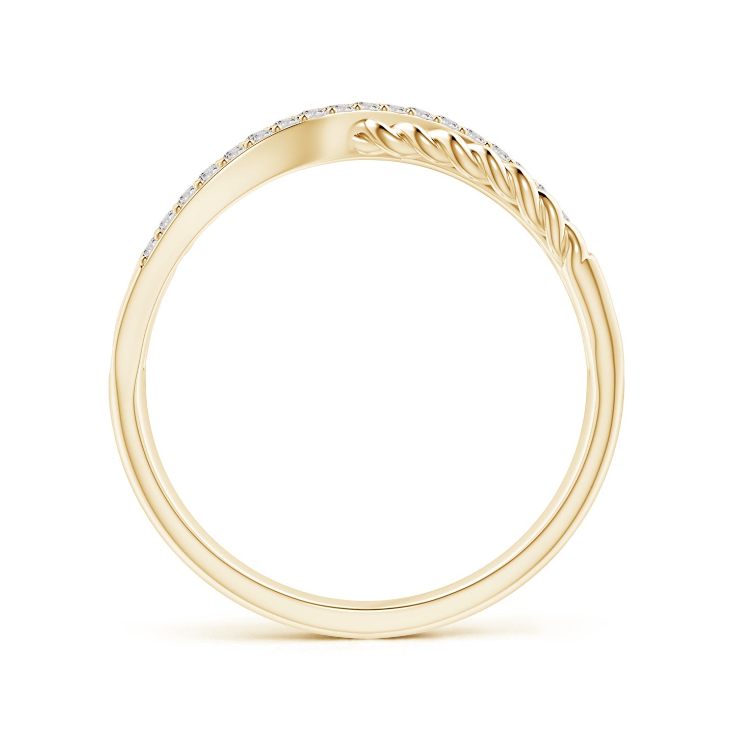 Entwined Rope &amp; Pavé Diamond Multi-Band Crossover Ring
