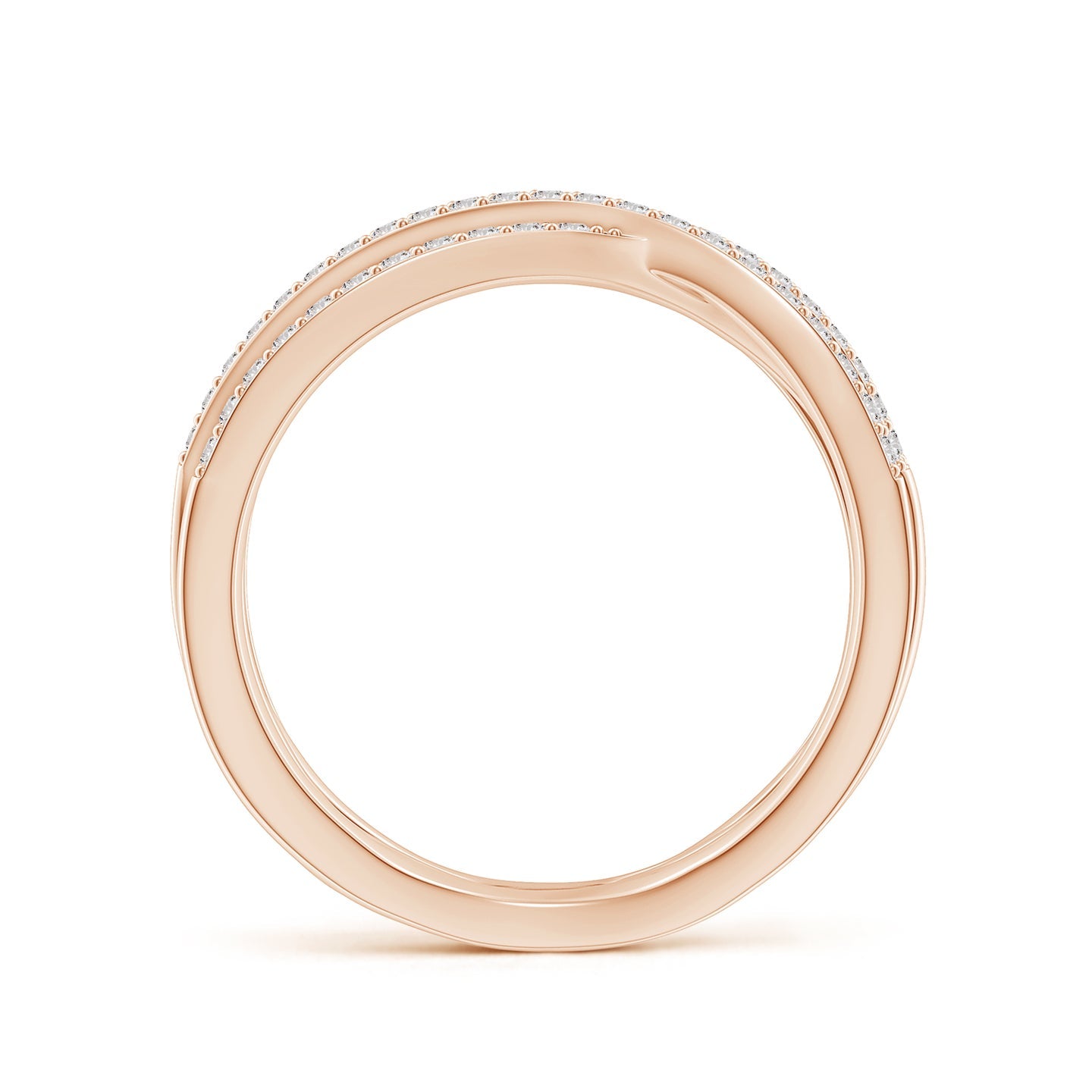 Multi-Strand Criss-Cross Pavé Diamond Wide Band Ring