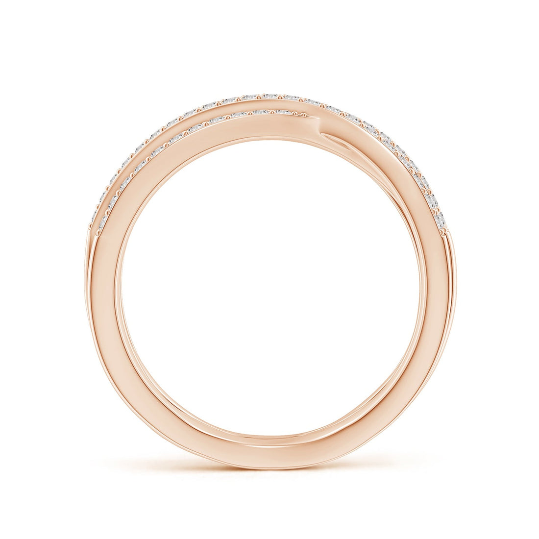 Multi-Strand Criss-Cross Pavé Diamond Wide Band Ring