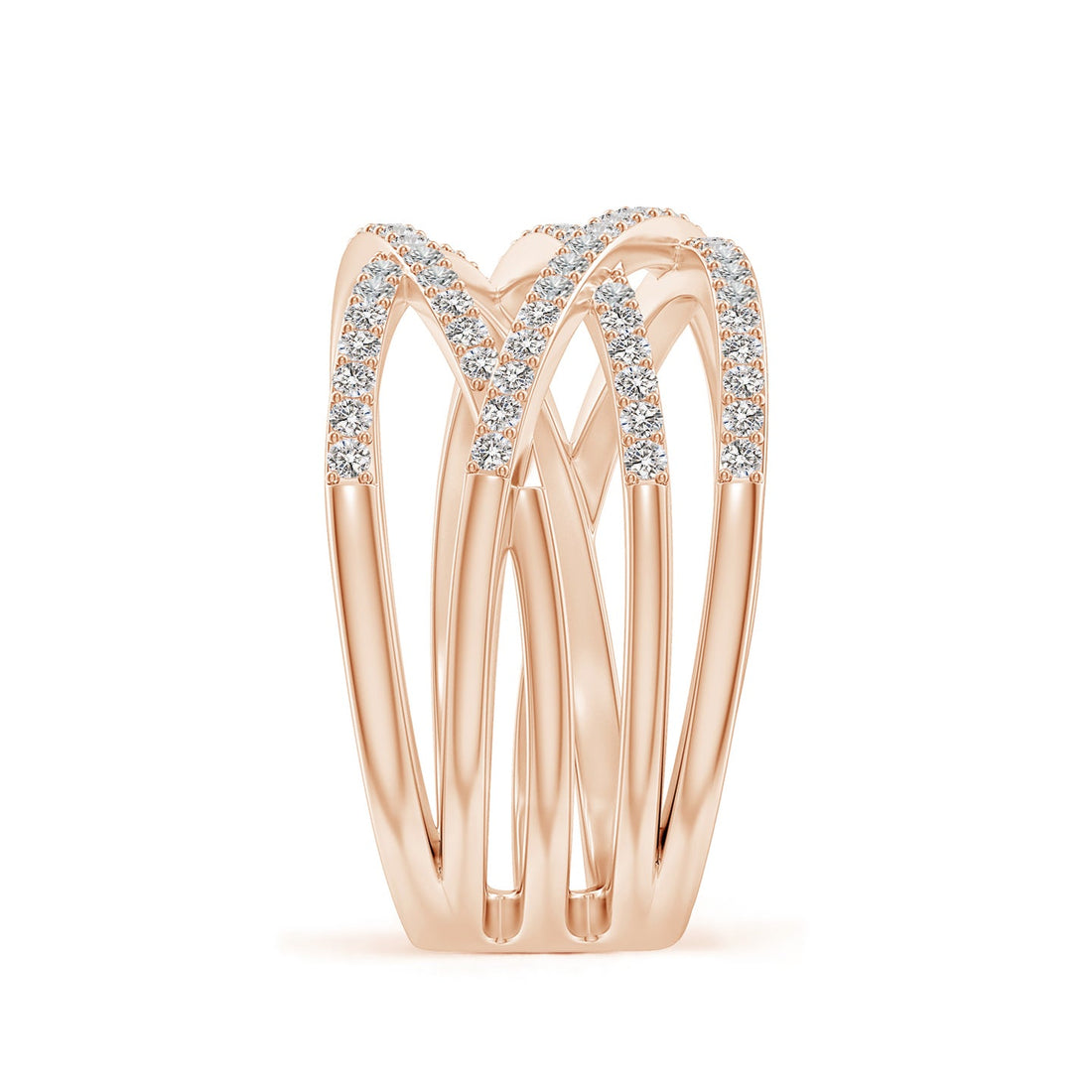 Multi-Strand Criss-Cross Pavé Diamond Wide Band Ring