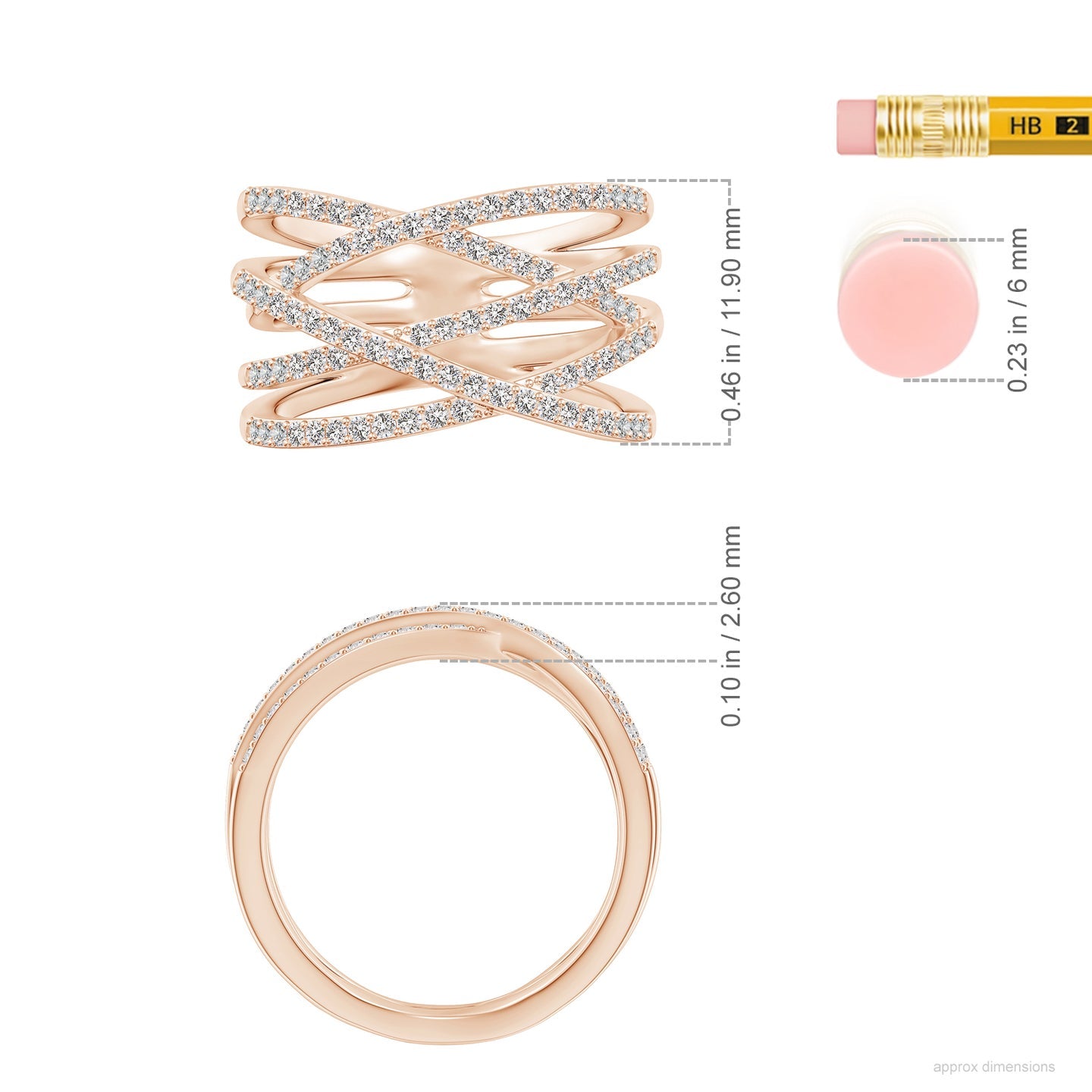 Multi-Strand Criss-Cross Pavé Diamond Wide Band Ring