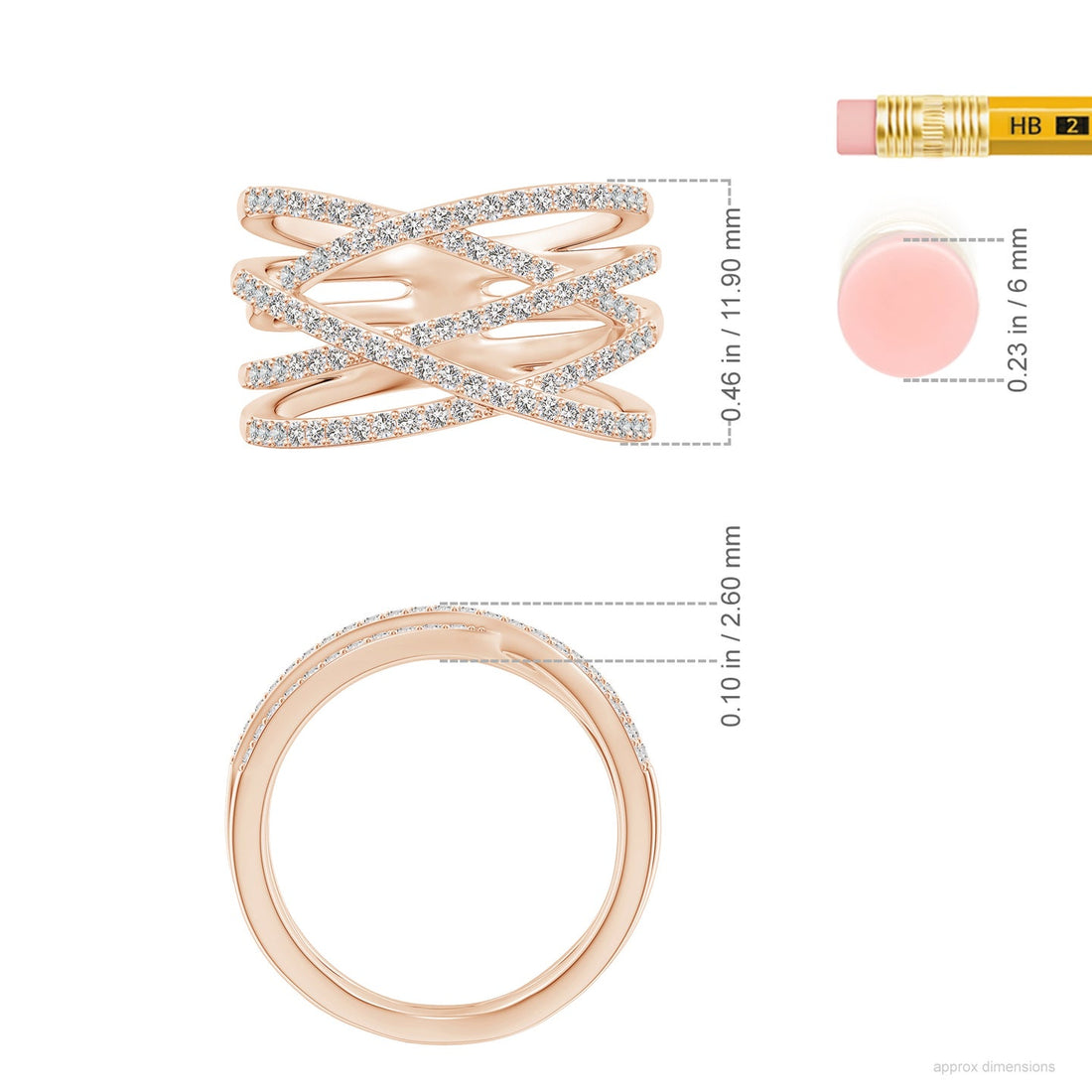 Multi-Strand Criss-Cross Pavé Diamond Wide Band Ring