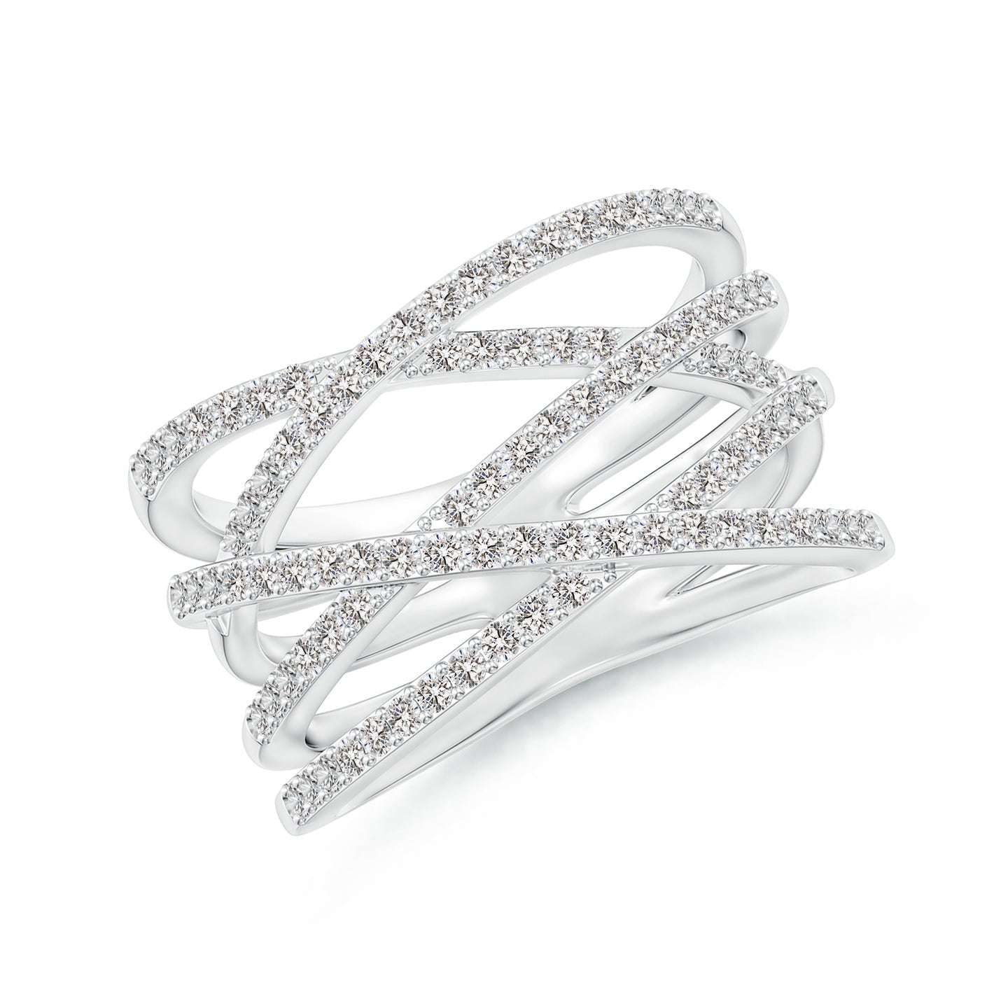 Multi-Strand Criss-Cross Pavé Diamond Wide Band Ring