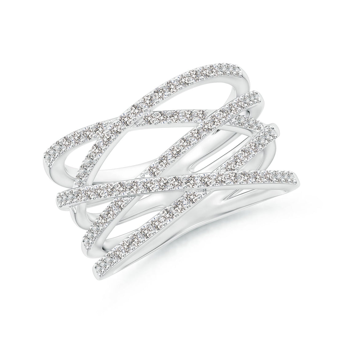 Multi-Strand Criss-Cross Pavé Diamond Wide Band Ring