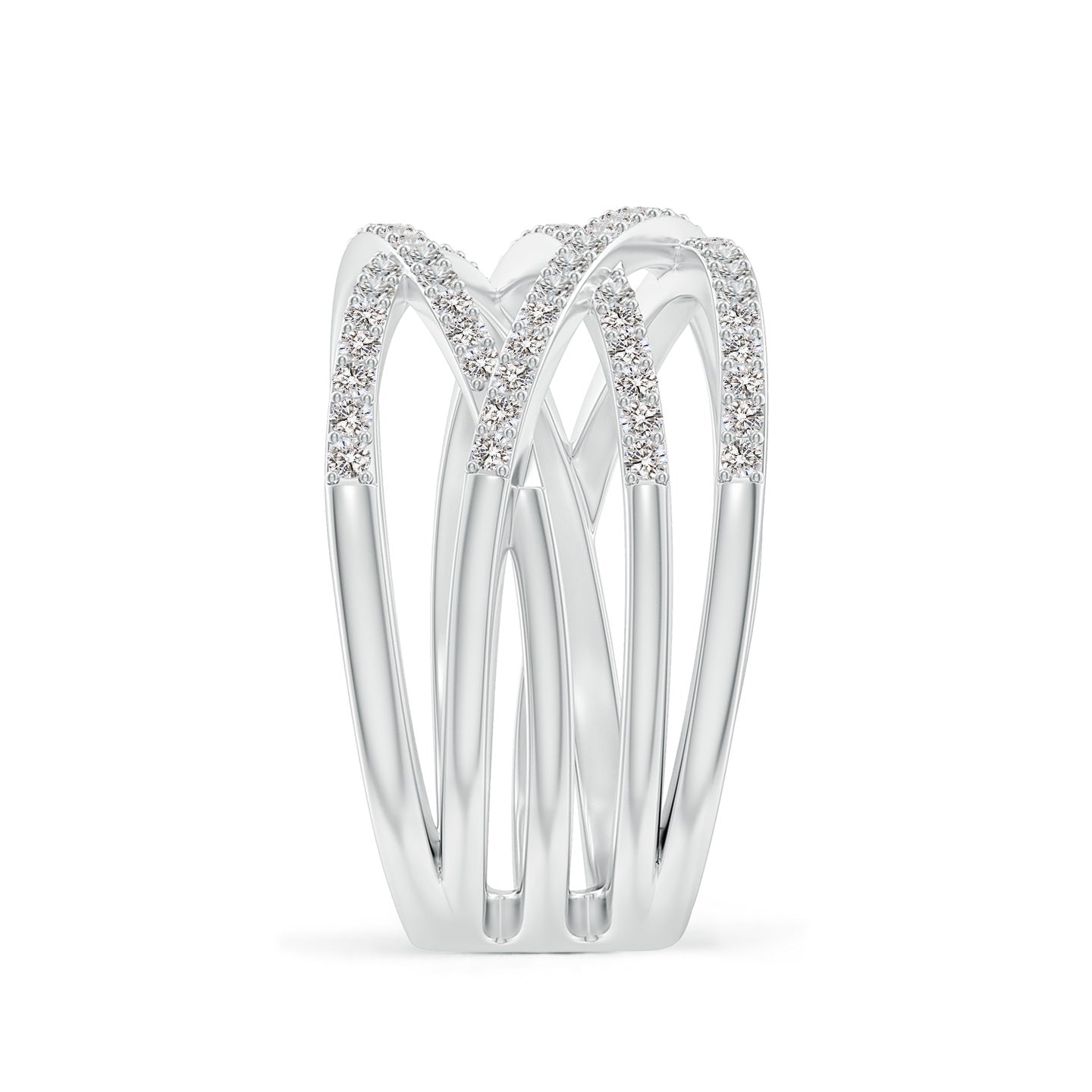 Multi-Strand Criss-Cross Pavé Diamond Wide Band Ring
